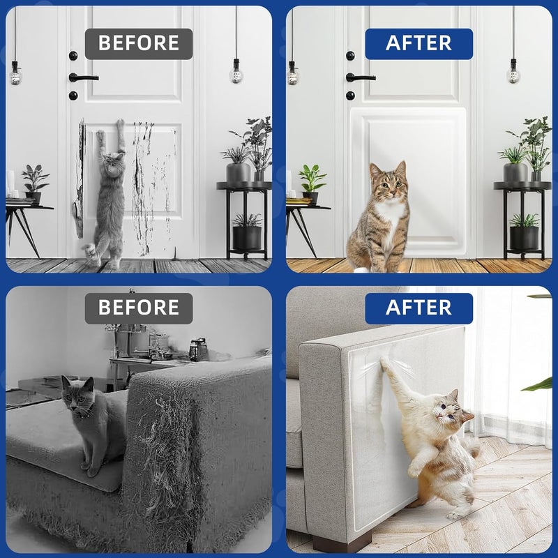 TOOSOFt Anti Cat Scratch Furniture Protector Clear Thicken Vinyl 196.9"x16.5" Couch Protector from Cat Claws - Single Sided Sticky Flexible Dog Tape for Furniture, for Couch Corner Door Walls Bed - Image 5